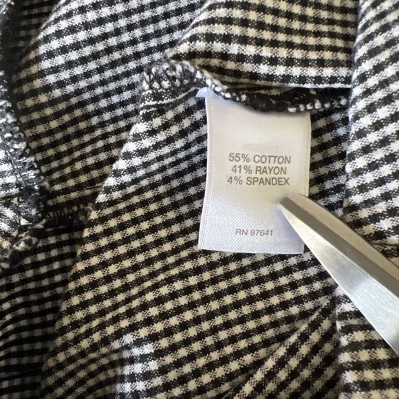 J Jill Premium BI Stretch Crop Pant 10 Black White Gingham Pull On Straight Cuff - Picture 6 of 11